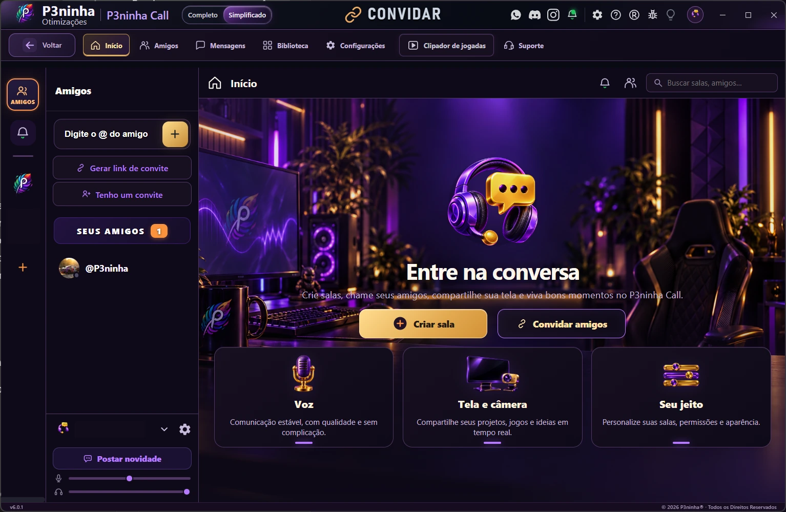 Captura ilustrativa do programa em português.