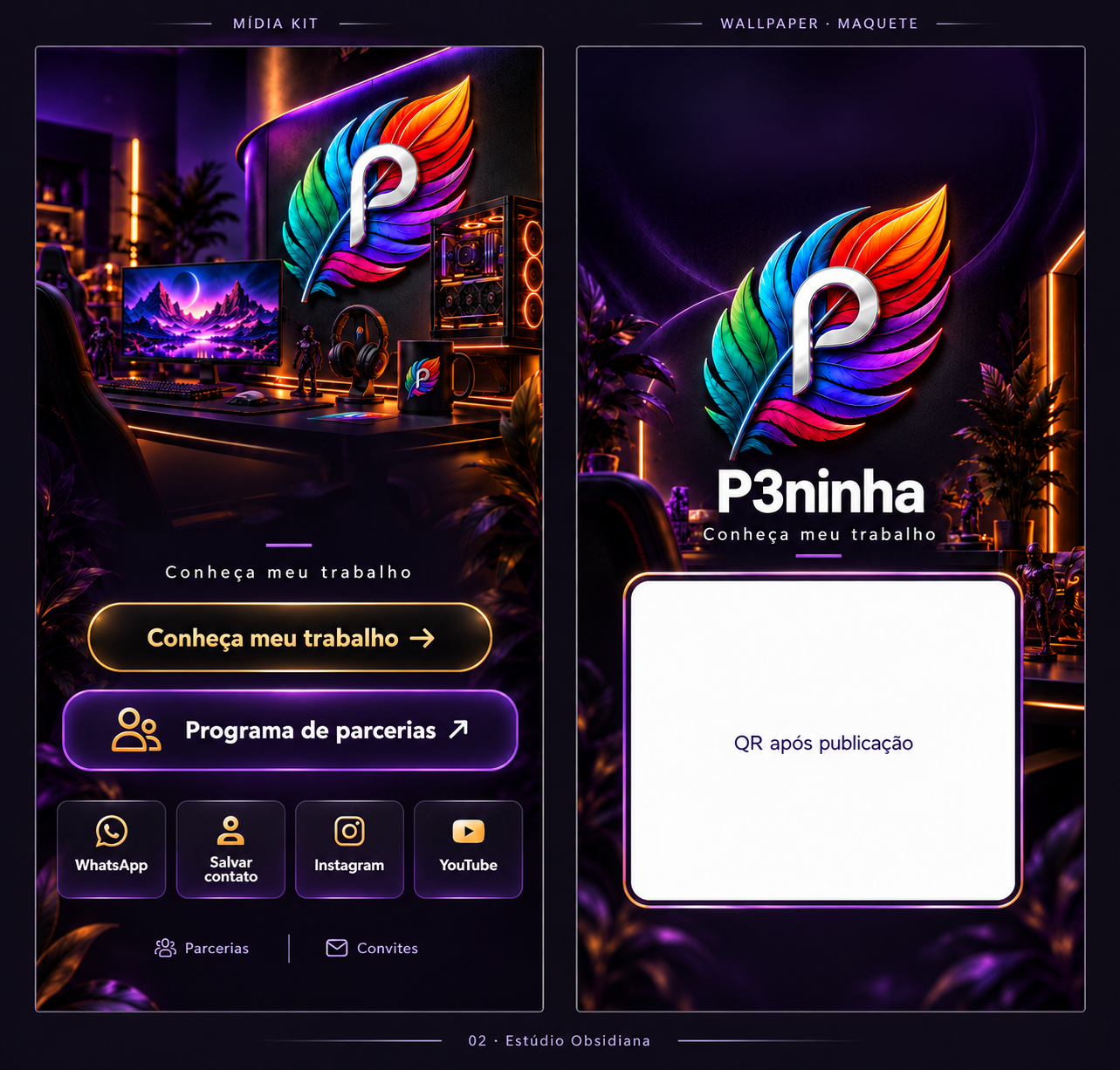 Arte Estúdio Obsidiana com a marca P3ninha