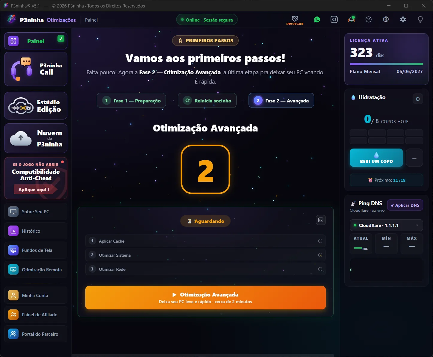 Fase 2 de otimização do P3ninha v5.1 — cache, sistema e rede