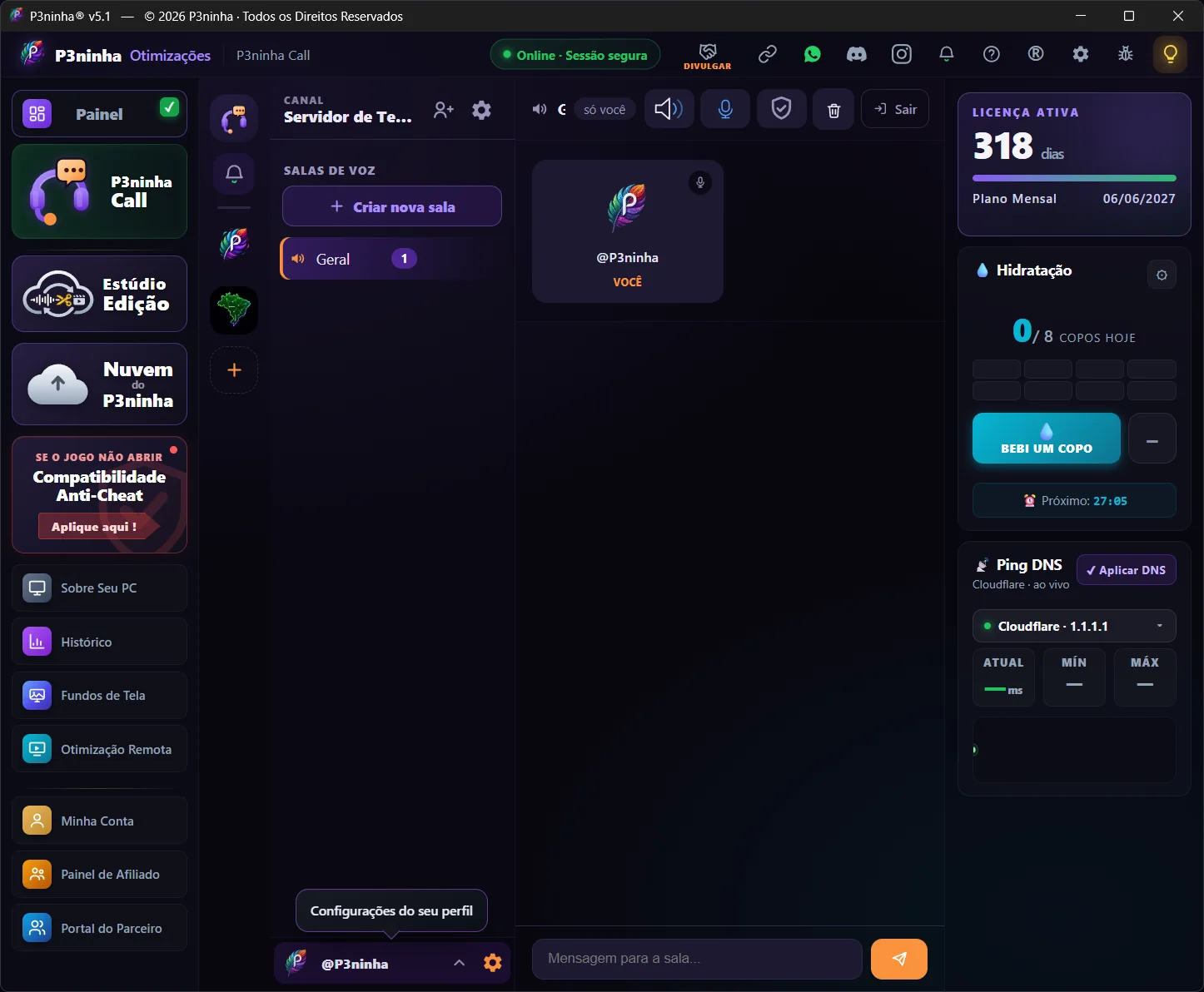 P3ninha Call — salas de voz e chat com seus amigos dentro do programa